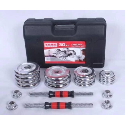 d'halteres chromées de 30 kg - Poids pour Exercices Entraînement de Musculation