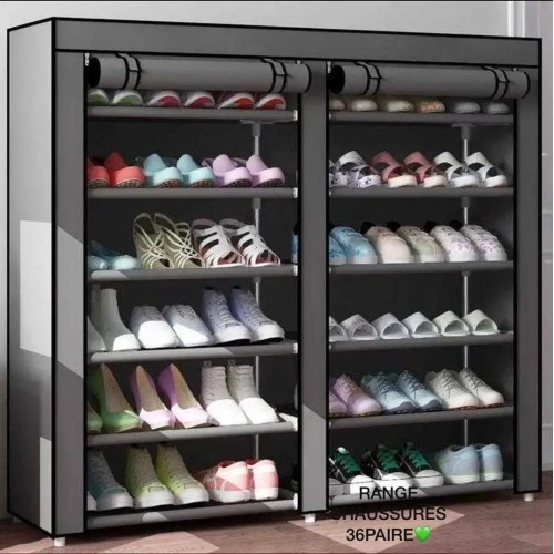 White Label Double Range Chaussures - 12 étagères  - 36 paires