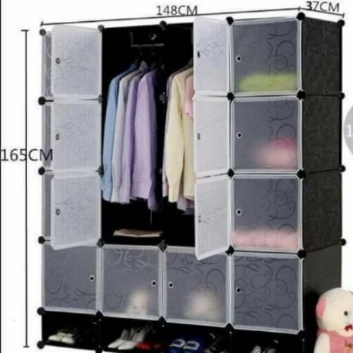 Armoire Penderie avec rangement chaussures - Cube montable et démontable - Résine
