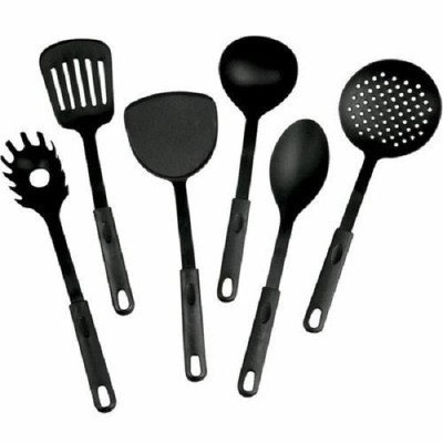 Lot de 6 Ustensiles de Cuisine - 1 louche, 1 écumoire, 1 spatule, 2 cuillères percées,