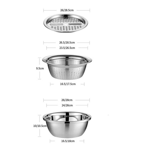 Coupe-légumes 3 en 1 avec égouttoir, plateau en acier inoxydable 2