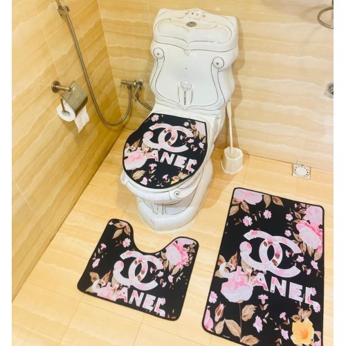 Set de 3 pièces Salle de bain - Toilette + Lavabo + Baignoire/Douche - Rouge
