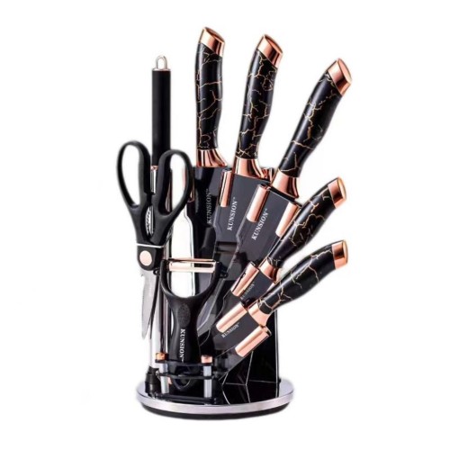 Ensemble Couteaux en Acier Inoxydable avec Support Rotatif 360° 8 Pièces SY-L116