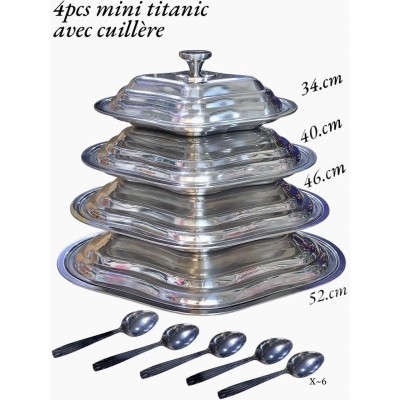 ensemble de 4 Bol avec Couvercle- cuillère -Inox