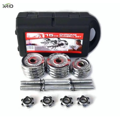 D'halteres chromées de 15 kg - Poids pour Exercices Entraînement de Musculation