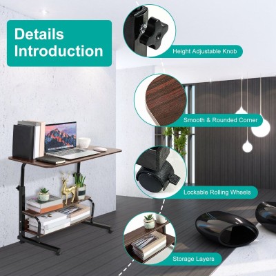 Table en bois - Table D'ordinateur Portable Mobile  80x40 cm