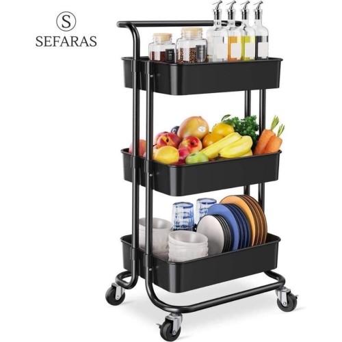 Chariot de rangement multifonctionnel 3 niveaux 2