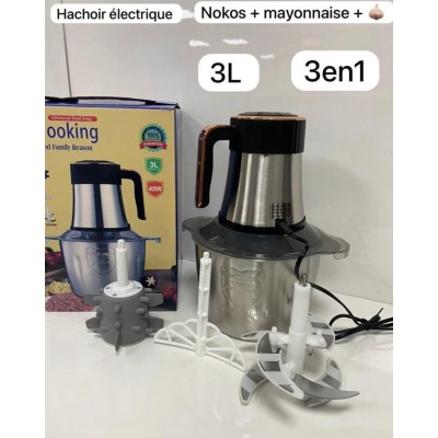 Hachoir à Viande et Légumes Electrique Inox 3 Litres MULTIFONCTION 3 IN 1