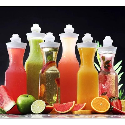 Lot 6 bouteilles de jus transparente en plastique