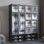 Armoire 4 battant noire blanc avec double range chaussure