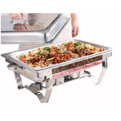 CHAFING DISH LOT DE 2 X PLAT-RÉCHAUD CHEF - RÉCHAUFFEUR ALIMENTAIRE EN ACIER INOXYDABLE