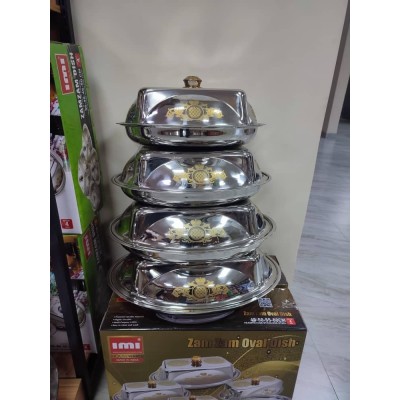 Set de 4 Bol avec Couvercle 45,50,55 et 60cm Zam Zam Oval Dish -Inox