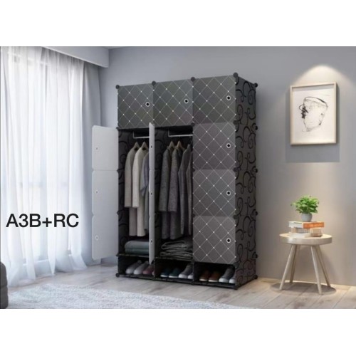 Armoire Penderie 3 Battants avec Rangement Chaussure -Plastique