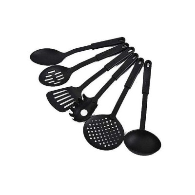 Lot de 6 Ustensiles de Cuisine - 1 louche, 1 écumoire, 1 spatule, 2 cuillères percées,